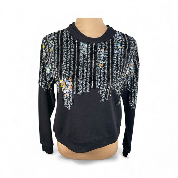 Anthropologie ‘Let Me Be Disco’ sequin and beaded sweatshirt - Picture 3 of 11